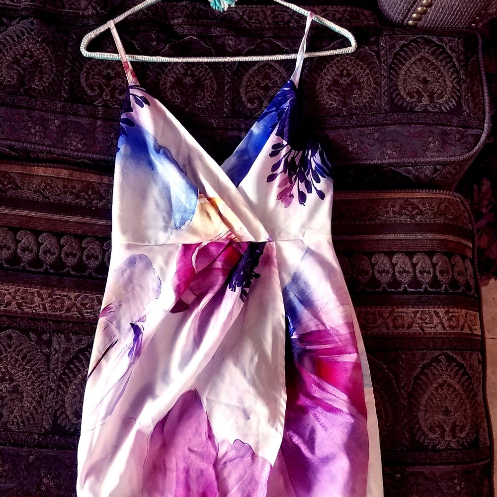 watercolor floral tulip short cocktail dress